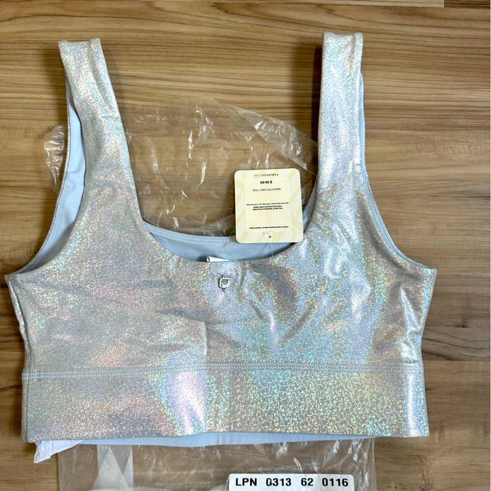 NWT Glitter Hologram Harlyn Midi Medium Impact Sports Bra sz S